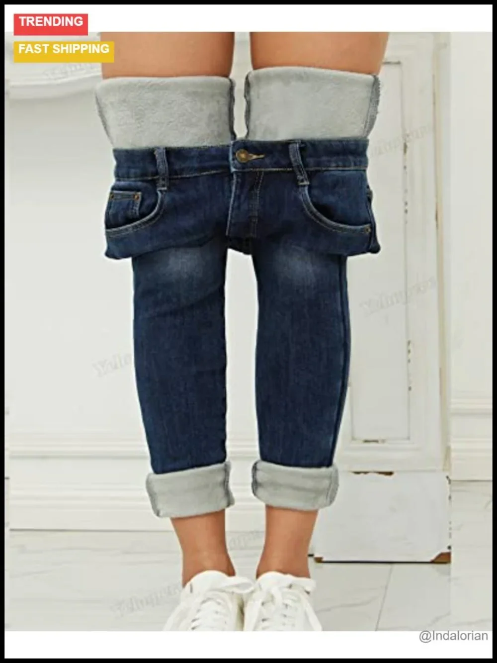 Women's Fleece Lined Skinny Denim Jeans Thermal Winter High Waist Stretch